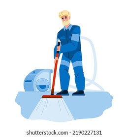 carpet cleaning vector. vacuum cleaner, home service, housw floor, professional janitor carpet cleaning character. people flat cartoon illustration