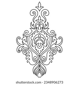 Carpet components. black stripes. rug Oriental ornament with floral motifs. Indian design element for henna tattoo, adult coloring book, greeting card, wedding invitation or spa beauty flyer.