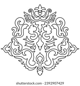Carpet components. black stripes. rug Oriental ornament with floral motifs. Indian design element for henna tattoo, adult coloring book, greeting card, wedding invitation or spa beauty flyer.