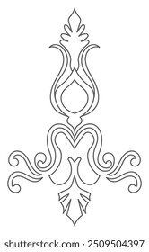 Componentes de tapete. listras pretas. tapete Ornamento oriental com motivos florais. Elemento de design indiano para tatuagem de hena, livro de colorir adulto, cartão de saudação, convite de casamento ou panfleto de beleza de spa.