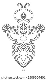 Componentes de la alfombra. rayas negras. Alfombra ornamento oriental con motivos florales. Elemento de diseño indio para tatuaje de henna, libro para colorear para adultos, tarjeta de felicitación, invitación de boda o volante de belleza de spa.