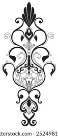 Carpet components. black stripes. rug Oriental ornament with floral motifs. Indian design element for henna tattoo, adult coloring book, greeting card, wedding invitation or spa beauty flyer.