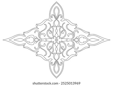 Carpet components. black stripes. rug Oriental ornament with floral motifs. Indian design element for henna tattoo, adult coloring book, greeting card, wedding invitation or spa beauty flyer.