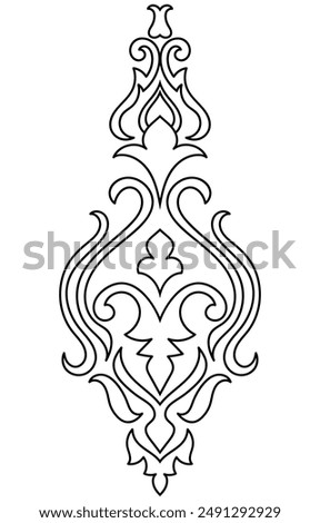 Carpet components. black stripes. rug Oriental ornament with floral motifs. Indian design element for henna tattoo, adult coloring book, greeting card, wedding invitation or spa beauty flyer.
