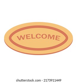 Carpet or cozy mat cartoon floor decoration interior. Round rug or roll cloth rag fabric vector illustration. Indoor room decorative fabric element. Flooring ornament isolated icon and doormat