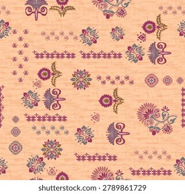 Carpet design. Mixed patterns made area rug inspired by motifs from Iranian, turkish, persian, Azerbaijani, Pakistani culture. Allover designs for wallcovering, pillowcase, wall art, tiles printing