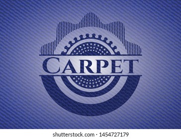 Carpet emblem with jean texture. Vector Illustration. Detailed.