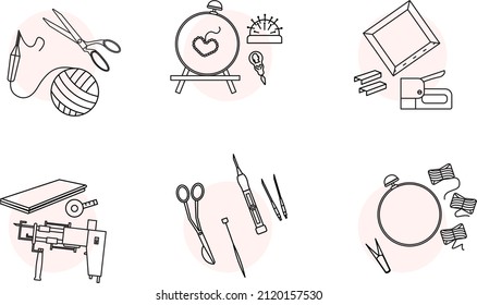 Ilustración vectorial del conjunto de bordados de alfombras para icono