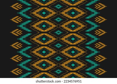 Carpet ethnic ikat art. Geometric seamless pattern in tribal. Mexican style. Design for background, wallpaper, illustration, fabric, clothing, carpet, textile, batik, embroidery.