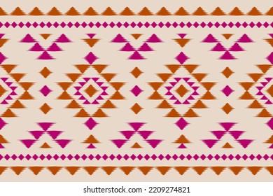 Carpet ethnic ikat pattern art. Geometric ethnic ikat seamless pattern in tribal. Mexican style. Design for background, wallpaper, illustration, fabric, clothing, carpet, textile, batik, embroidery.