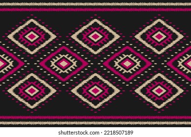 Teppich ethnische Ikat-Muster Kunst. Geometrisches ethnisches Ikat nahtloses Muster in Stammes. mexikanischer Stil. Design für Hintergrund, Tapete, Illustration, Stoff, Kleidung, Teppich, Textilien, Batik, Stickereien.