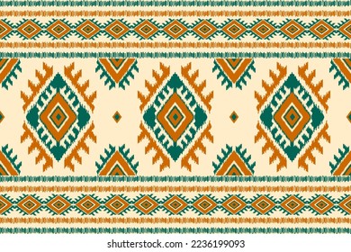 Carpet ethnic ikat pattern art. Geometric ethnic ikat seamless pattern in tribal. Mexican style. Design for background, wallpaper, illustration, fabric, clothing, carpet, textile, batik, embroidery.