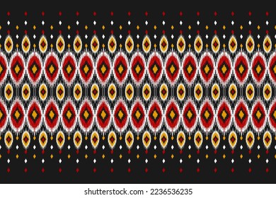 Carpet ethnic ikat pattern art. Geometric ethnic ikat seamless pattern in tribal. Mexican style. Design for background, wallpaper, illustration, fabric, clothing, carpet, textile, batik, embroidery.