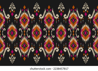 Carpet ethnic ikat pattern art. Geometric ethnic ikat seamless pattern in tribal. Mexican style. Design for background, wallpaper, illustration, fabric, clothing, carpet, textile, batik, embroidery.