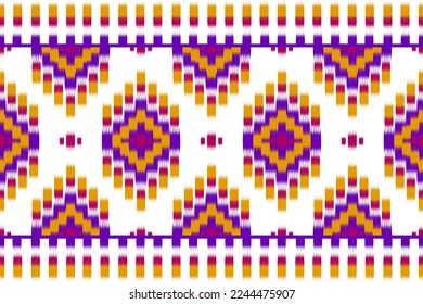 Teppich ethnische Ikat-Muster Kunst. Geometrisches ethnisches Ikat nahtloses Muster in Stammes. mexikanischer Stil. Design für Hintergrund, Tapete, Illustration, Stoff, Kleidung, Teppich, Textilien, Batik, Stickereien.