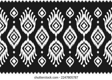 Carpet ethnic ikat pattern art. Geometric ethnic ikat seamless pattern in tribal. Mexican style. Design for background, wallpaper, illustration, fabric, clothing, carpet, textile, batik, embroidery.