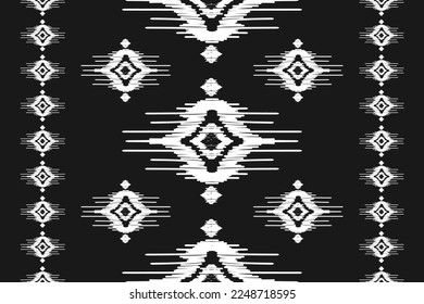 Carpet ethnic ikat pattern art. Geometric ethnic ikat seamless pattern in tribal. Mexican style. Design for background, wallpaper, illustration, fabric, clothing, carpet, textile, batik, embroidery.