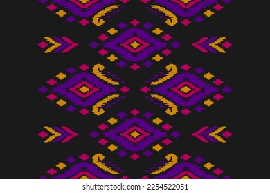 Carpet ethnic ikat pattern art. Geometric ethnic ikat seamless pattern in tribal. Mexican style. Design for background, wallpaper, illustration, fabric, clothing, carpet, textile, batik, embroidery.