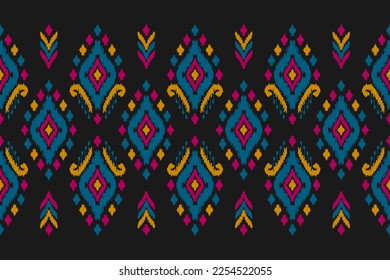 Teppich ethnische Ikat-Muster Kunst. Geometrisches ethnisches Ikat nahtloses Muster in Stammes. mexikanischer Stil. Design für Hintergrund, Tapete, Illustration, Stoff, Kleidung, Teppich, Textilien, Batik, Stickereien.