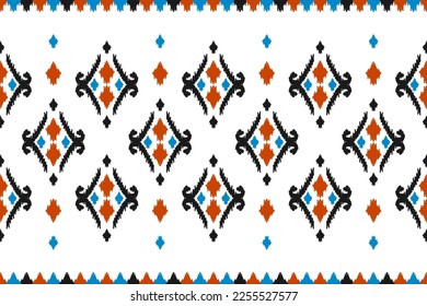 Teppich ethnische Ikat-Muster Kunst. Geometrisches ethnisches Ikat nahtloses Muster in Stammes. mexikanischer Stil. Design für Hintergrund, Tapete, Illustration, Stoff, Kleidung, Teppich, Textilien, Batik, Stickereien.