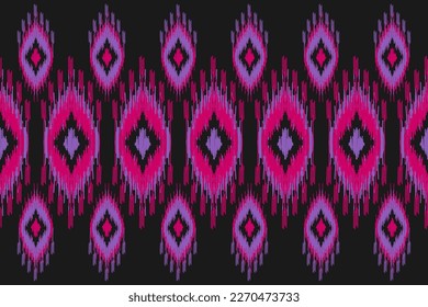 Alfombras de arte de patrones étnicos ikat. Patrón geométrico étnico ikat sin fisuras en las tribus. estilo mexicano. Diseño para fondo, papel pintado, ilustración, tela, ropa, alfombra, textil, batik, bordado.