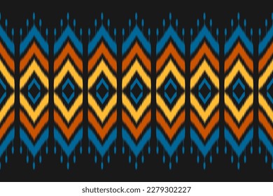 Carpet ethnic ikat pattern art. Geometric ethnic ikat seamless pattern in tribal. Mexican style. Design for background, wallpaper, illustration, fabric, clothing, carpet, textile, batik, embroidery.