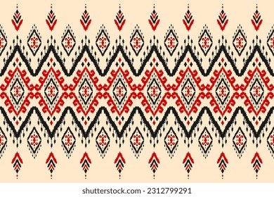 Carpet ethnic ikat pattern art. Aztec ethnic seamless pattern in tribal. Mexican style. Design for background, wallpaper, illustration, fabric, clothing, carpet, textile, batik, embroidery.