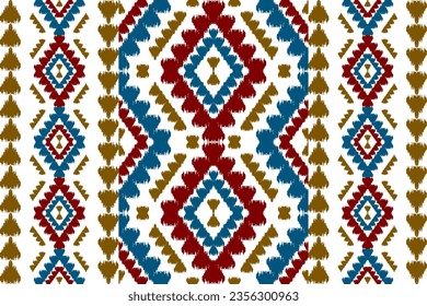 Carpet ethnic ikat pattern art. Geometric ethnic ikat seamless pattern in tribal. Mexican style. Design for background, wallpaper, illustration, fabric, clothing, carpet, textile, batik, embroidery.