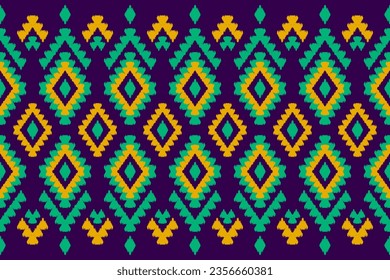 Carpet ethnic ikat pattern art. Geometric ethnic ikat seamless pattern in tribal. Mexican style. Design for background, wallpaper, illustration, fabric, clothing, carpet, textile, batik, embroidery.