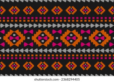 Carpet ethnic ikat pattern art. Geometric ethnic ikat seamless pattern in tribal. Mexican style. Design for background, wallpaper, illustration, fabric, clothing, carpet, textile, batik, embroidery.