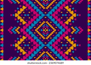 Alfombras de arte de patrones étnicos ikat. Patrón geométrico étnico ikat sin fisuras en las tribus. estilo mexicano. Diseño para fondo, papel pintado, ilustración, tela, ropa, alfombra, textil, batik, bordado.