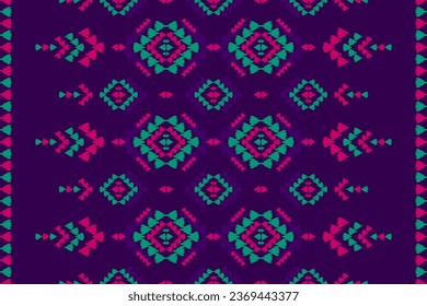 Carpet ethnic ikat pattern art. Geometric ethnic ikat seamless pattern in tribal. Mexican style. Design for background, wallpaper, illustration, fabric, clothing, carpet, textile, batik, embroidery.
