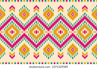 Alfombras de arte de patrones étnicos ikat. Patrón geométrico étnico ikat sin fisuras en las tribus. estilo mexicano. Diseño para fondo, papel pintado, ilustración, tela, ropa, alfombra, textil, batik, bordado.