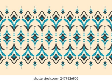 Alfombra étnica ikat patrón arte. Azteca étnico patrón sin fisuras en tribal. Estilo mexicano. Diseño de fondo, Fondo de pantalla, ilustración, tela, ropa, alfombra, textil, batik, bordado.