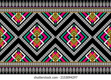Carpet ethnic pattern art. Geometric seamless pattern in tribal. Design for background, wallpaper, vector illustration, fabric, clothing, carpet, textile, batik, embroidery.