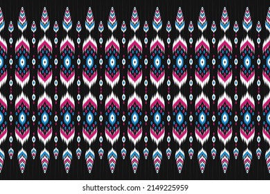 Carpet ethnic pattern art. Ikat seamless pattern in tribal. American, Mexican style. Design for background, wallpaper, vector illustration, fabric, clothing, carpet, textile, batik, embroidery.