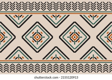 Carpet ethnic pattern art. Ikat ethnic seamless pattern in tribal. Design for background, wallpaper, vector illustration, fabric, clothing, carpet, textile, batik, embroidery.