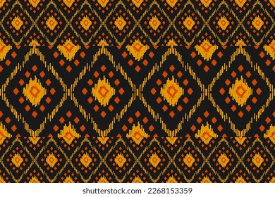 Arte de patrones étnicos de alfombras. Patrón étnico Ikat sin costuras en las tribus. Diseño para fondo, papel pintado, ilustración vectorial, tela, ropa, alfombra, textil, batik, bordado.