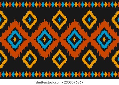 Carpet ethnic pattern art. Ikat ethnic seamless pattern in tribal. Design for background, wallpaper, vector illustration, fabric, clothing, carpet, textile, batik, embroidery.
