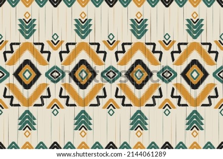 Carpet ethnic pattern art. Ikat seamless pattern in tribal. American, Mexican style. Design for background, wallpaper, vector illustration, fabric, clothing, carpet, textile, batik, embroidery.