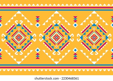 Arte de patrones tribales étnicos de alfombras. Patrón geométrico étnico sin costuras en las tribus. estilo mexicano. Diseño para fondo, ilustración, alfombra, tela, ropa, alfombra, textil, batik, bordado.