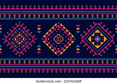 Carpet ethnic tribal pattern art. Geometric ethnic seamless pattern in tribal. Mexican style. Design for background, illustration, rug, fabric, clothing, carpet, textile, batik, embroidery.