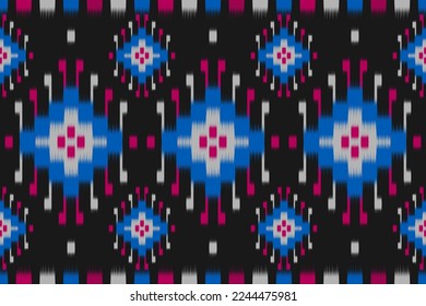Moqueta de arte de patrones tribales étnicos. Patrón ininterrumpido de ikat étnico. de estilo americano y mexicano. Diseño para fondo, papel pintado, ilustración, tela, ropa, alfombra, textil, batik, bordado.