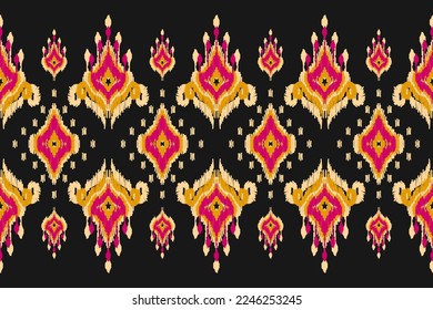 Moqueta de arte de patrones tribales étnicos. Patrón ininterrumpido de ikat étnico. de estilo americano y mexicano. Diseño para fondo, papel pintado, ilustración, tela, ropa, alfombra, textil, batik, bordado.