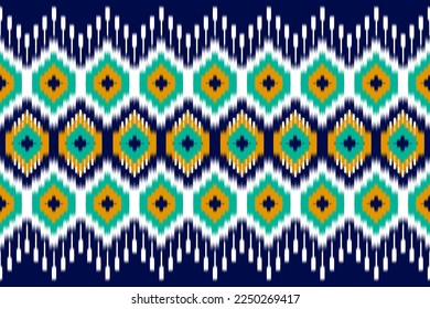 Moqueta de arte de patrones tribales étnicos. Patrón ininterrumpido de ikat étnico. de estilo americano y mexicano. Diseño para fondo, papel pintado, ilustración, tela, ropa, alfombra, textil, batik, bordado.