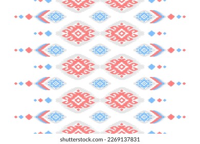 Moqueta de arte de patrones tribales étnicos. Patrón ininterrumpido de ikat étnico. de estilo americano y mexicano. Diseño para fondo, papel pintado, ilustración, tela, ropa, alfombra, textil, batik, bordado.
