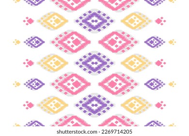 Teppich ethnische Stammeskunst. Ethnische ikat nahtlose Muster. Amerikanischer, mexikanischer Stil. Design für Hintergrund, Tapete, Illustration, Stoff, Kleidung, Teppich, Textilien, Batik, Stickereien.