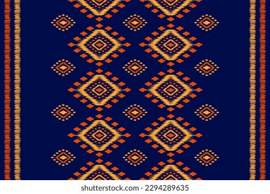 Moqueta de arte de patrones tribales étnicos. Patrón ininterrumpido de ikat étnico. de estilo americano y mexicano. Diseño para fondo, papel pintado, ilustración, tela, ropa, alfombra, textil, batik, bordado.