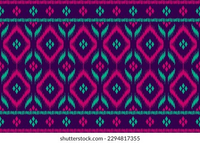 Moqueta de arte de patrones tribales étnicos. Patrón ininterrumpido de ikat étnico. de estilo americano y mexicano. Diseño para fondo, papel pintado, ilustración, tela, ropa, alfombra, textil, batik, bordado.