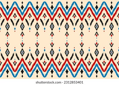 Moqueta de arte de patrones tribales étnicos. Patrón ininterrumpido de ikat étnico. de estilo americano y mexicano. Diseño para fondo, papel pintado, ilustración, tela, ropa, alfombra, textil, batik, bordado.